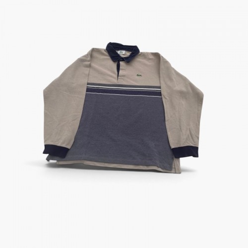 Lacoste Navy Beige Long Sleeve Polo Shirt / Pre-Owned