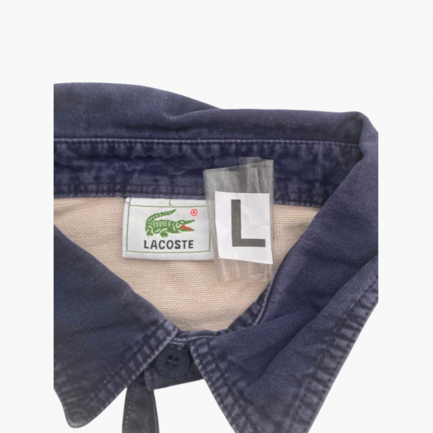 Lacoste Navy Beige Long Sleeve Polo Shirt / Pre-Owned