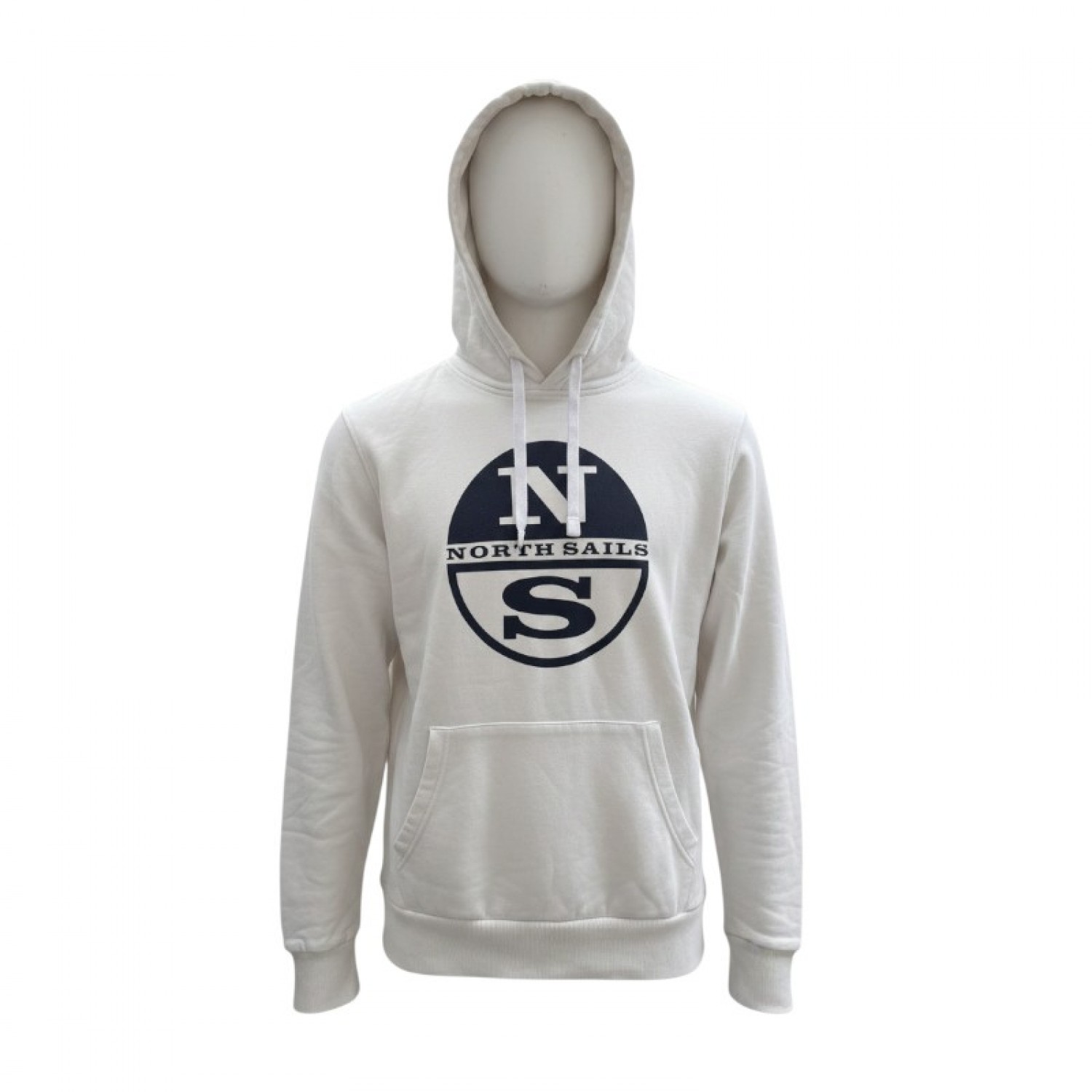 North Sails Λευκό Φούτερ Hoodie με Μεγάλο Λογότυπο – Μέγεθος L / Pre-Owned