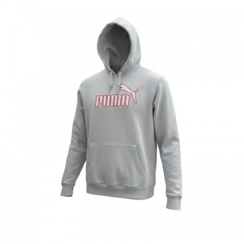 Puma Ανοιχτό Γκρι Φούτερ Hoodie με Κόκκινο Λογότυπο – Μέγεθος XL / Pre-Owned