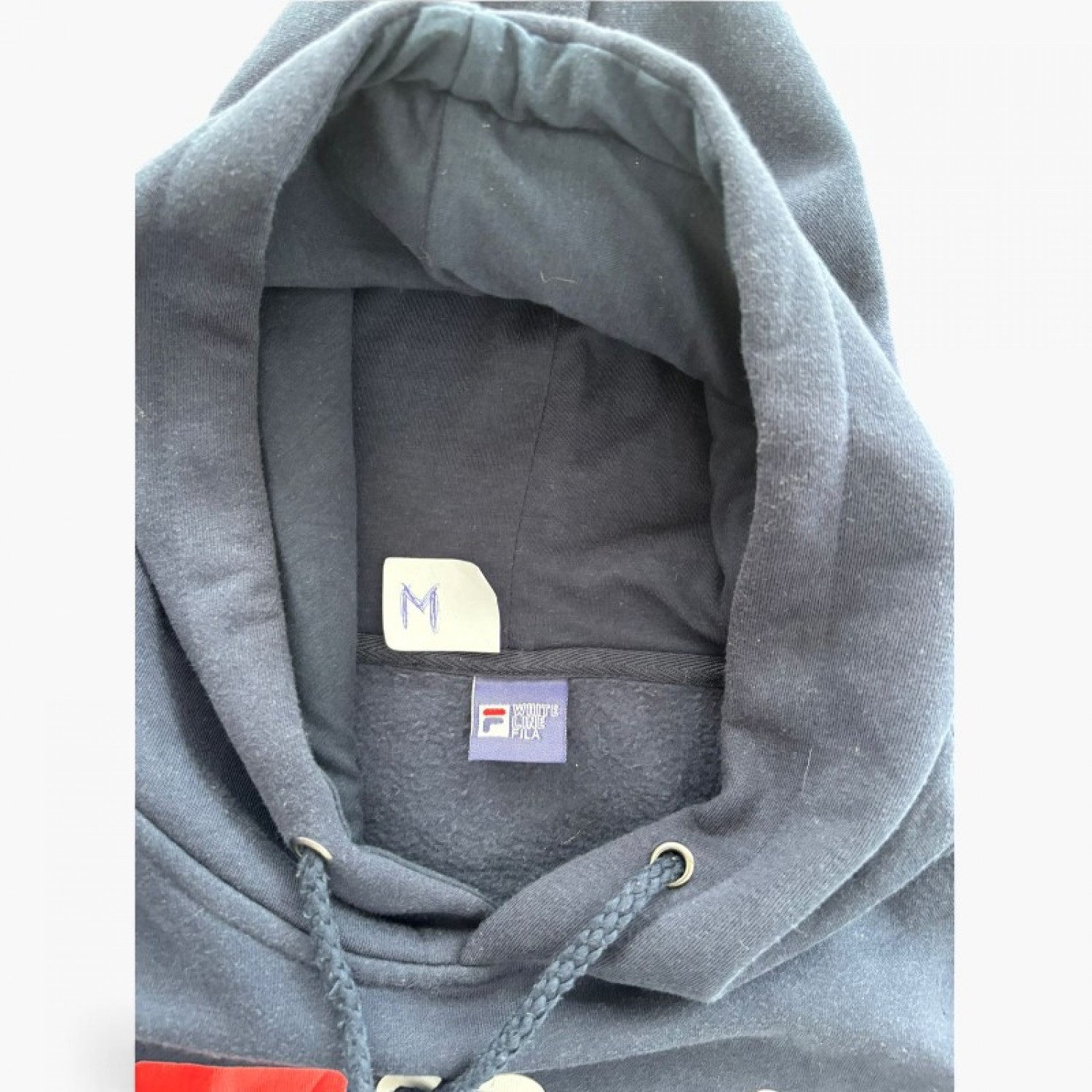 Fila Ανδρικό Σκούρο Μπλε Φούτερ Hoodie με Μεγάλο Λογότυπο – Μέγεθος M / Pre-Owned