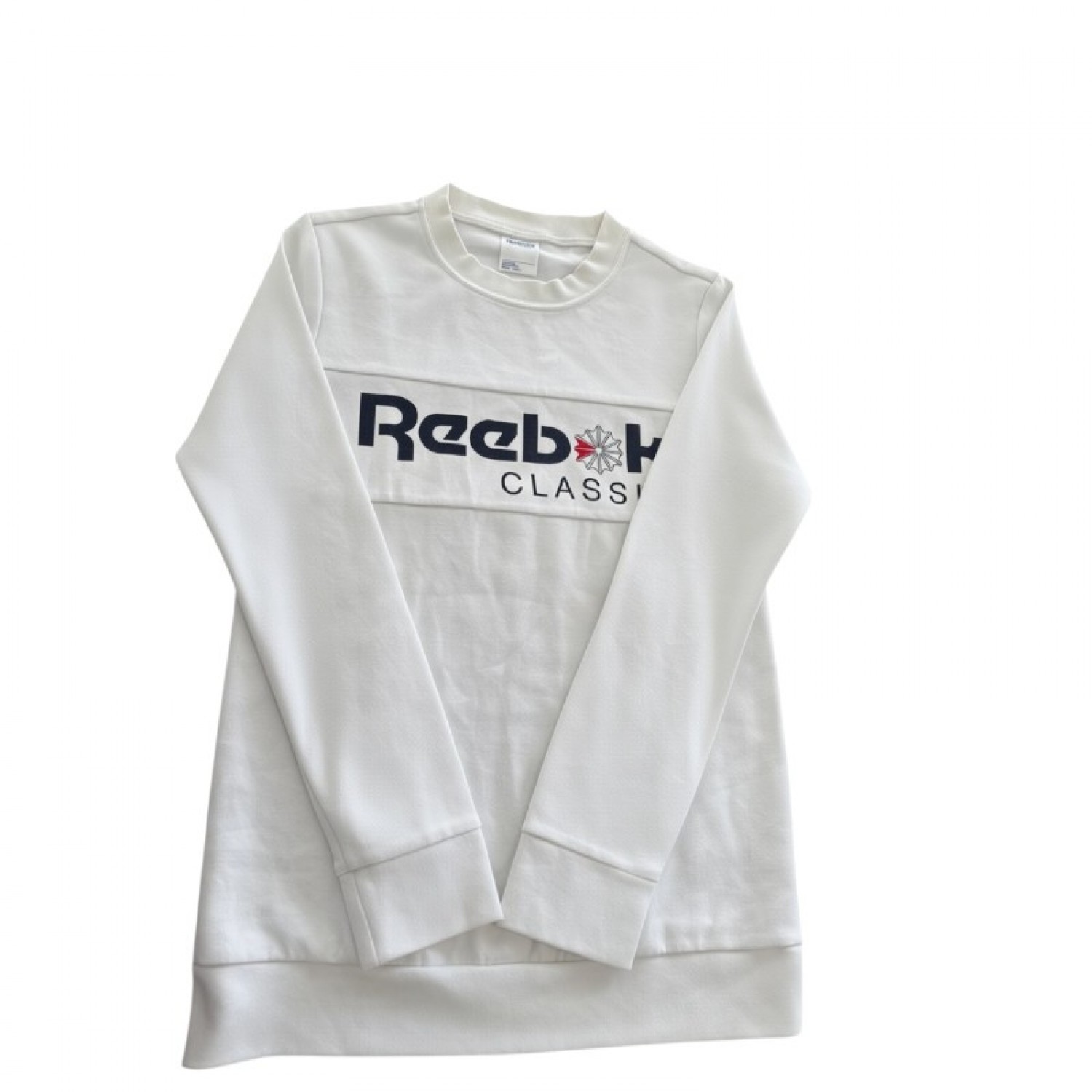 Reebok Classics Εκρού Φούτερ Μπλούζα με Μεγάλο Λογότυπο – Μέγεθος M / Pre-Owned