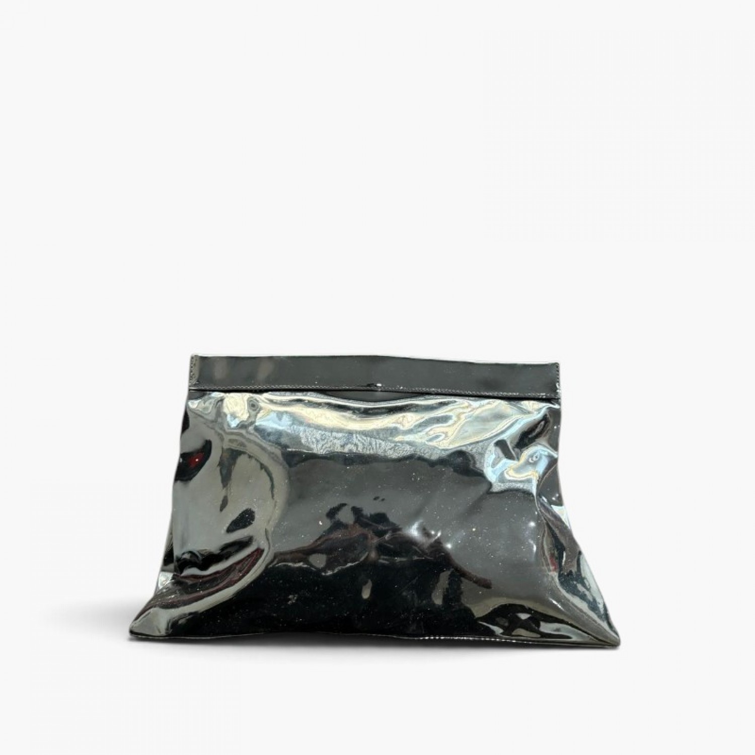 Moschino Μαύρο Clutch Λουστρίνι-Όψης με Χρυσαφί Κρίκο / Pre-Owned