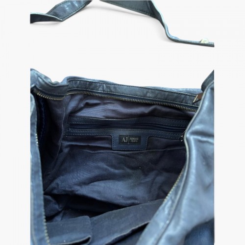 Armani Jeans Μεταλλική Γκρι Τσάντα Ώμου Hobo / Pre-Owned
