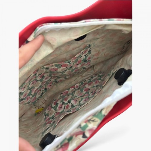 O bag Κοραλί Tote με Τιρκουάζ Χειρολαβές και Floral Θήκη / Pre-Owned