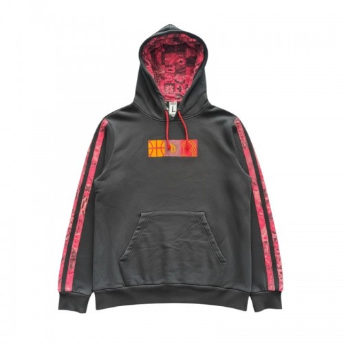 Adidas Patterned Pullover Hoodie – Black & Red – L