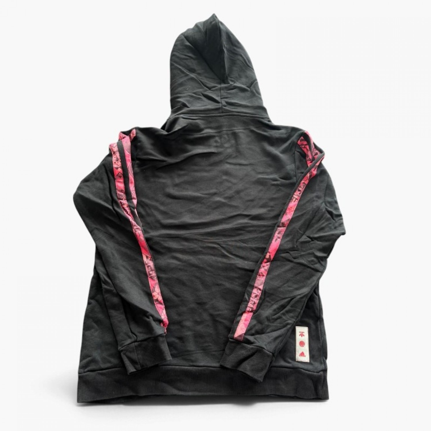 Adidas Patterned Pullover Hoodie – Black & Red – L