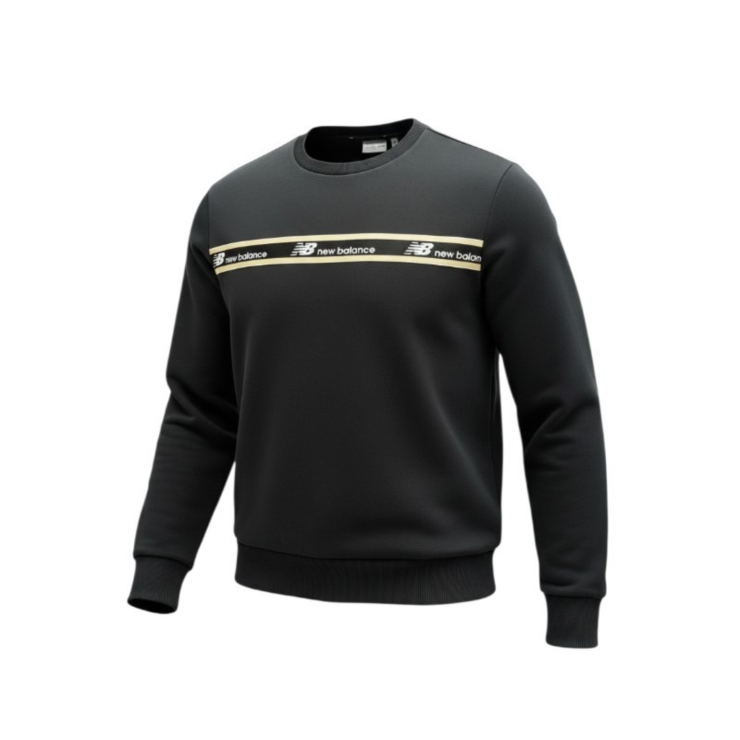 New Balance Stripe Crewneck Sweatshirt – Black – M