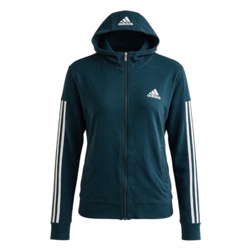Adidas Three-Stripe Full-Zip Hoodie – Dark Teal – M