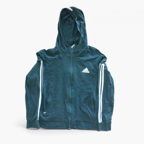 Adidas Three-Stripe Full-Zip Hoodie – Dark Teal – M