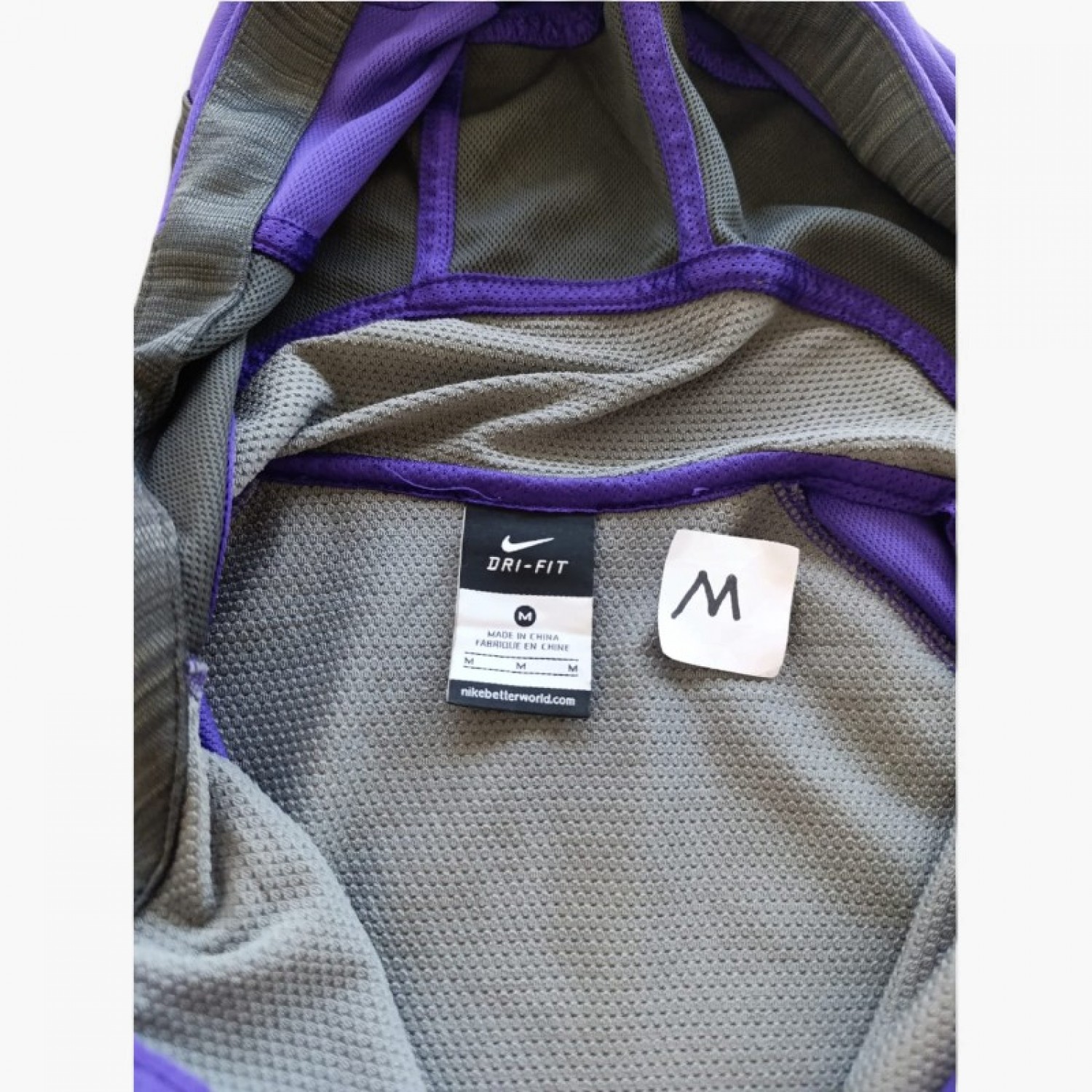 Nike Dri-FIT Full-Zip Hoodie – Purple & Charcoal – M