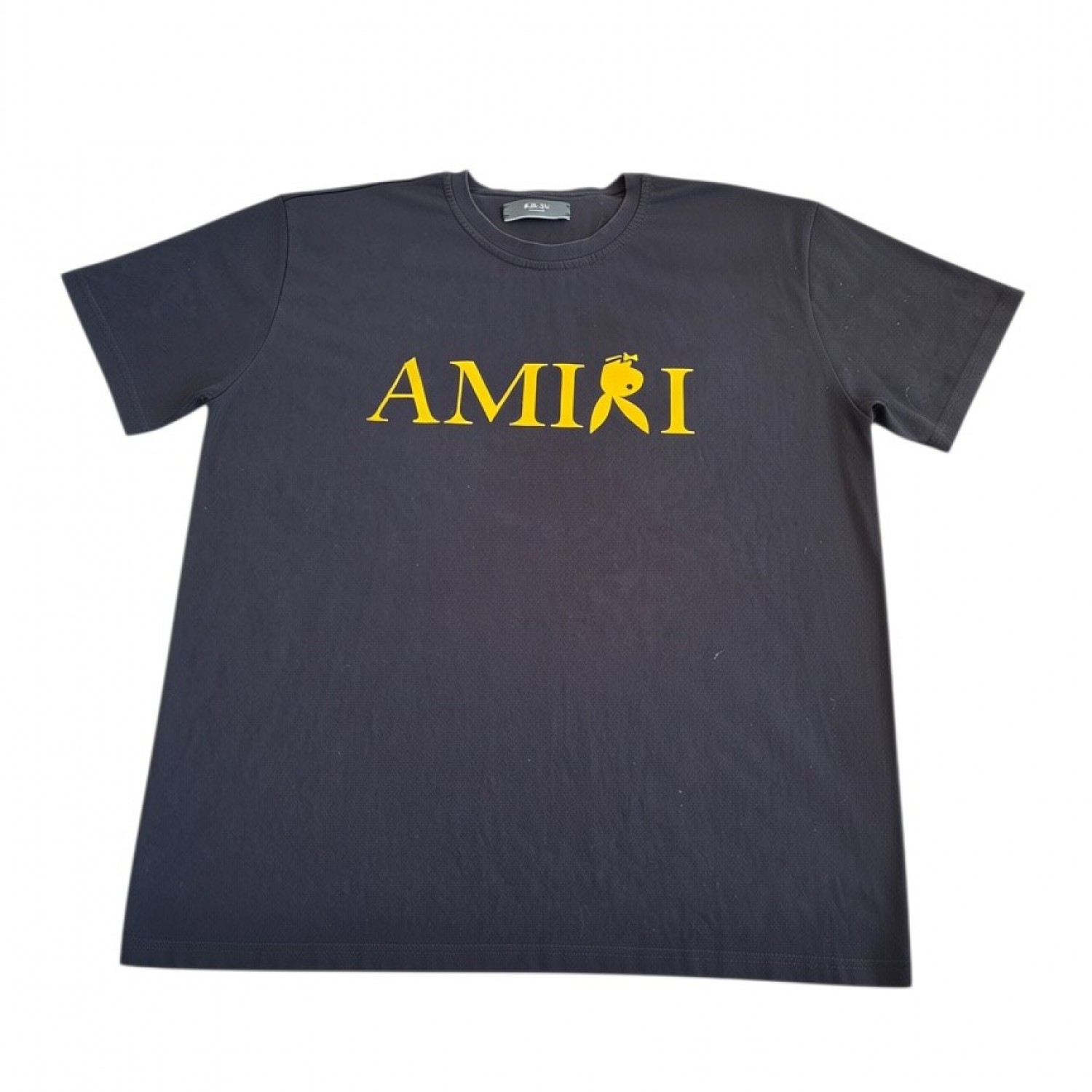 Amiri Μαύρο Αμάνικο T-Shirt με Κίτρινο Logo – Μέγεθος XXL / Pre-Owned