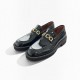 Gucci Μαύρα Λουστρίνι Loafers με Χρυσό Logo – Μέγεθος 44 / Pre-Owned