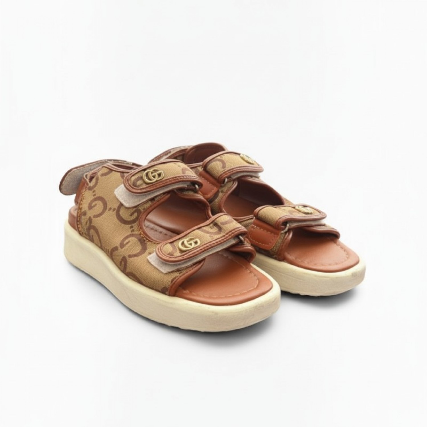 Gucci Καφέ Monogram Πέδιλα με Velcro – Μέγεθος 39 / Pre-Owned