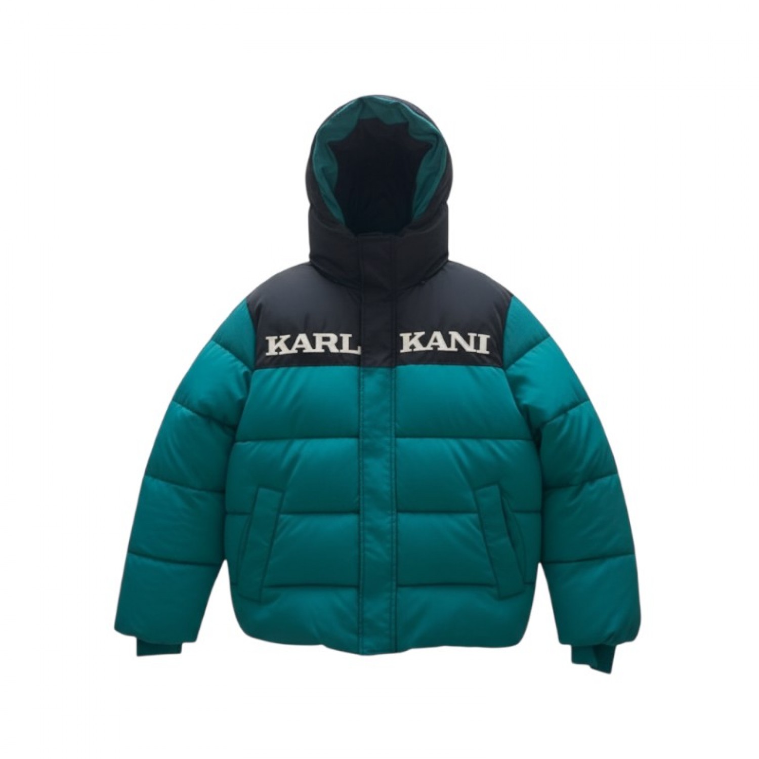 Karl Kani Turquoise & Black Logo Puffer Jacket — Size S / Pre-Owned