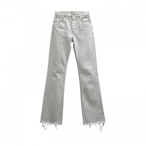 Levi’s Ribcage Straight Λευκό Τζιν με Ξέφτια – Μέγεθος 36 / Pre-Owned