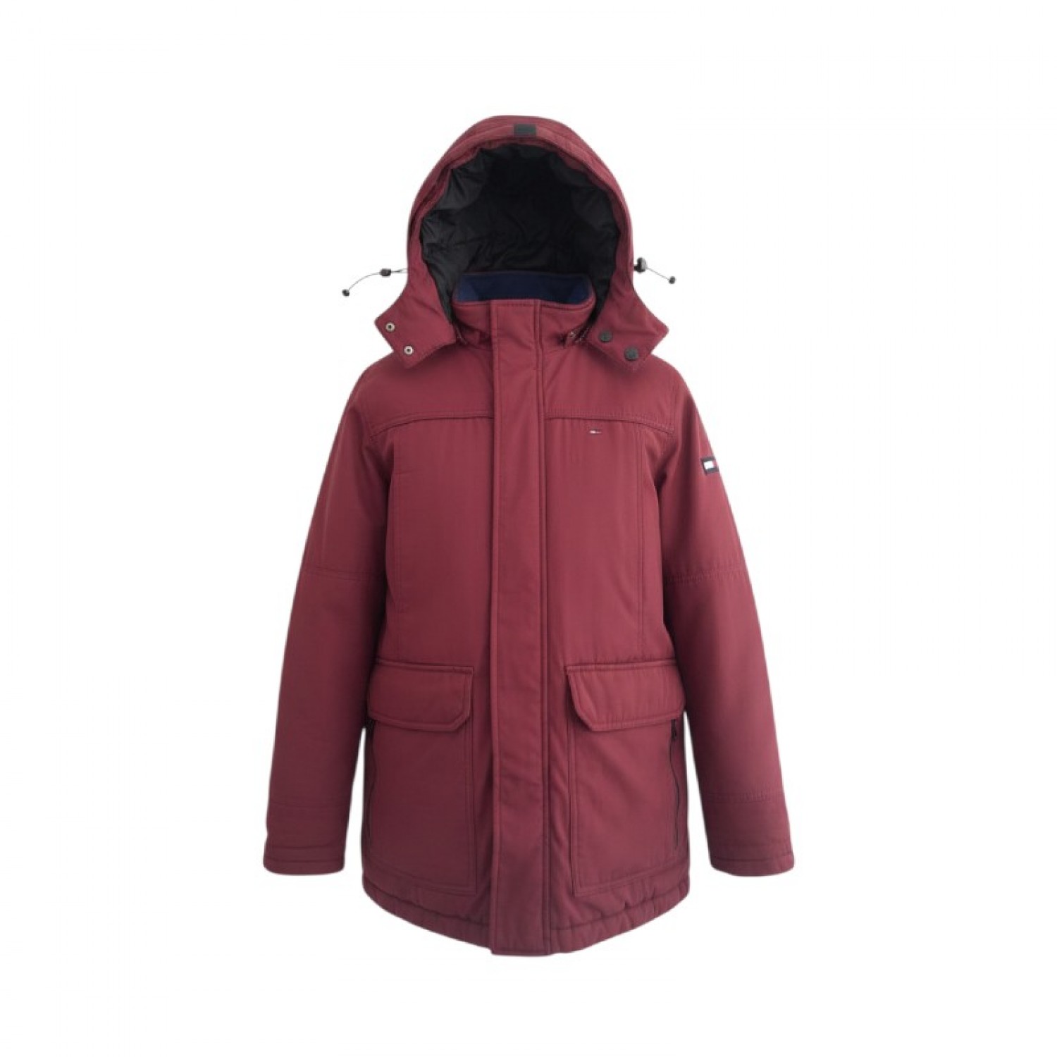 Tommy Hilfiger Denim Μπορντό Parka με Κουκούλα – Μέγεθος L / Pre-Owned