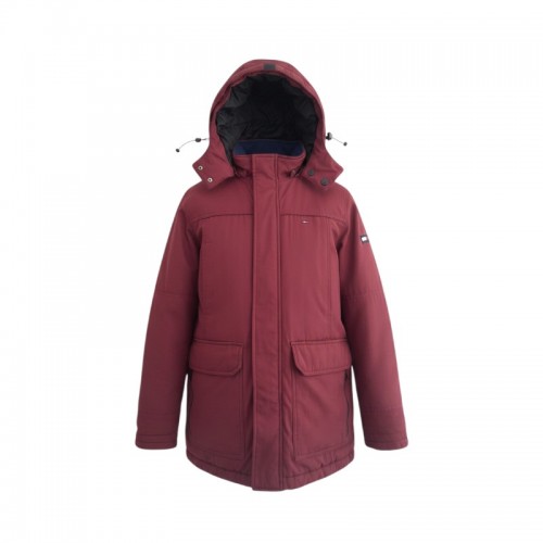 Tommy Hilfiger Denim Μπορντό Parka με Κουκούλα – Μέγεθος L / Pre-Owned