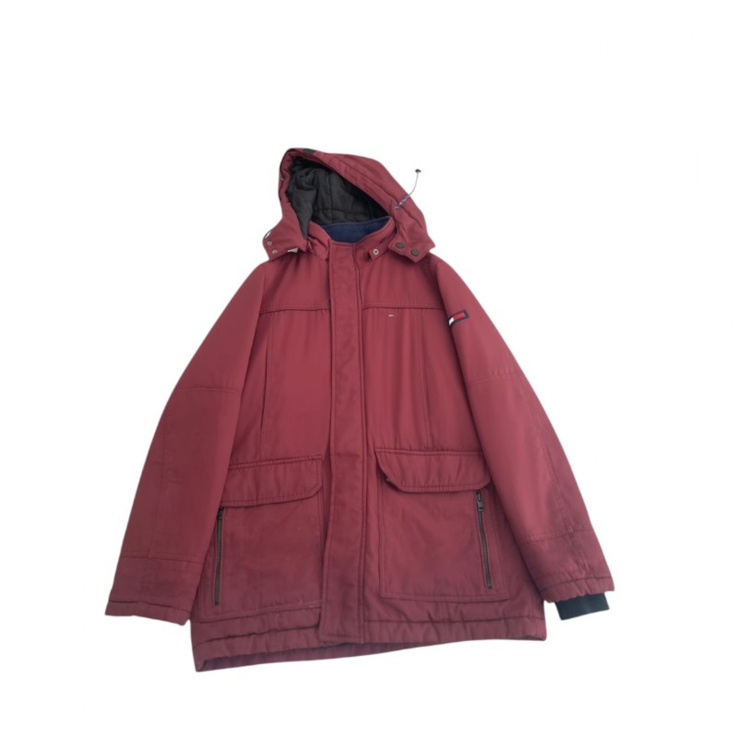 Tommy Hilfiger Denim Μπορντό Parka με Κουκούλα – Μέγεθος L / Pre-Owned