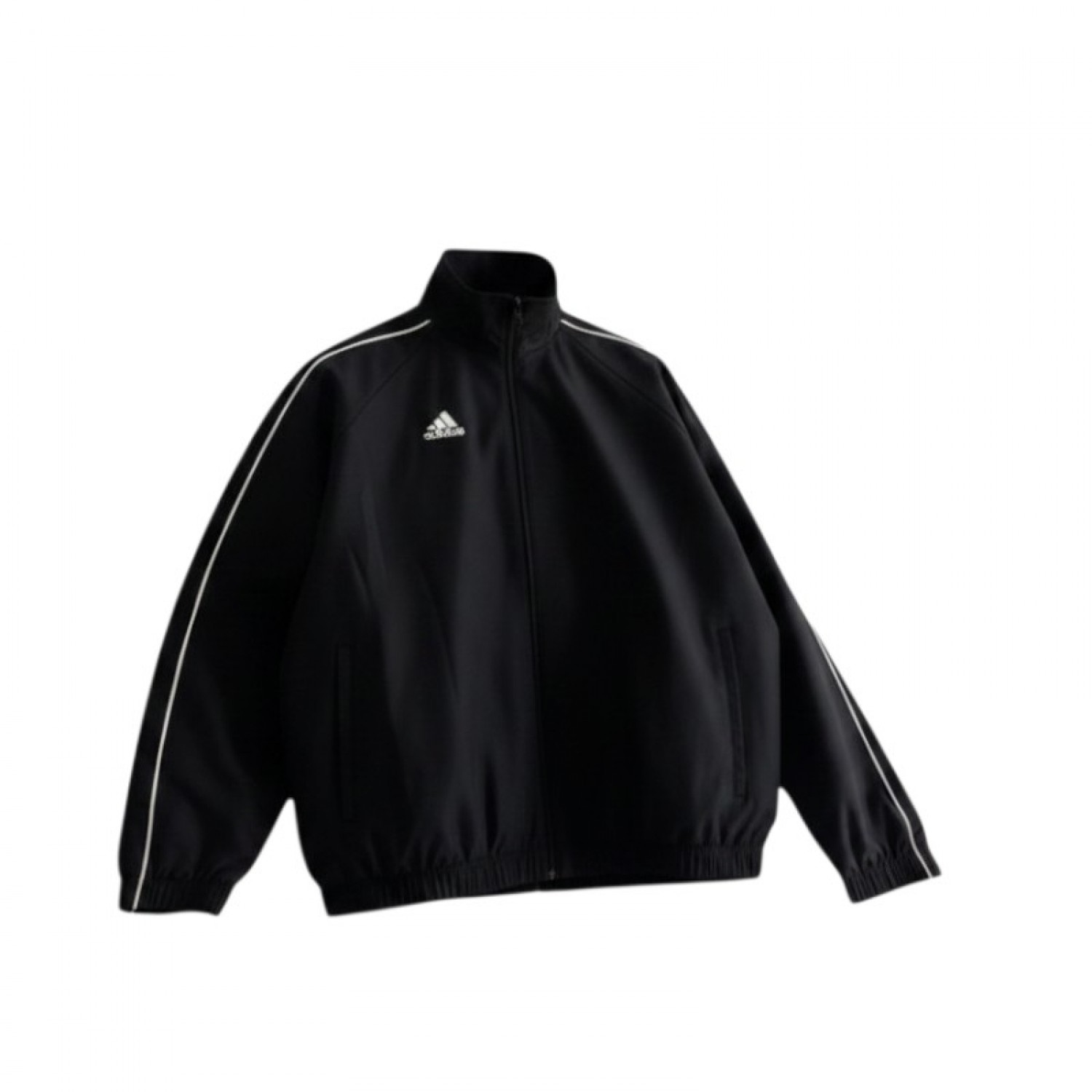 Adidas Μαύρο Αντιανεμικό Track Jacket με Λευκές Λεπτομέρειες – Μέγεθος L / Pre-Owned