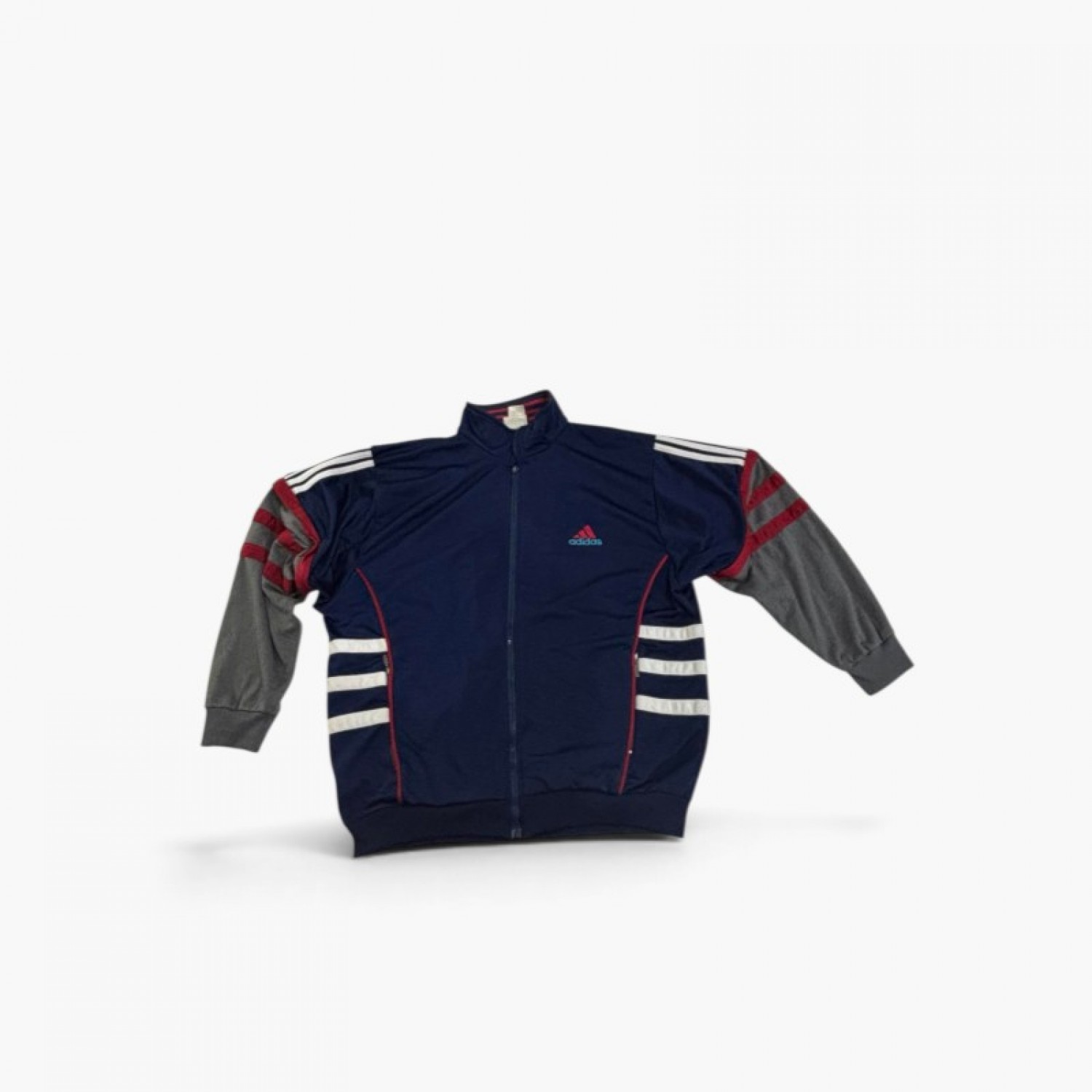 Adidas Vintage Track Jacket Μπλε / Γκρι / Κόκκινο – Μέγεθος L / Pre-Owned