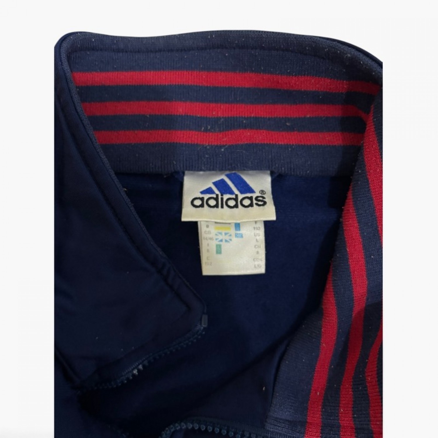Adidas Vintage Track Jacket Μπλε / Γκρι / Κόκκινο – Μέγεθος L / Pre-Owned