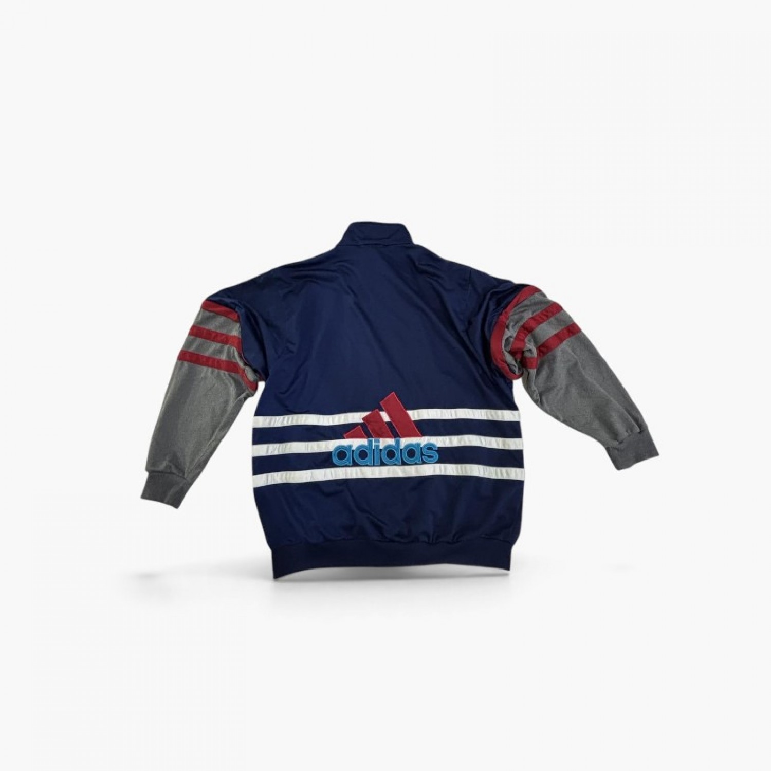 Adidas Vintage Track Jacket Μπλε / Γκρι / Κόκκινο – Μέγεθος L / Pre-Owned