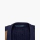 Ralph Lauren Cable Knit Cardigan Navy με Suede Patch – Μέγεθος L / Pre-Owned