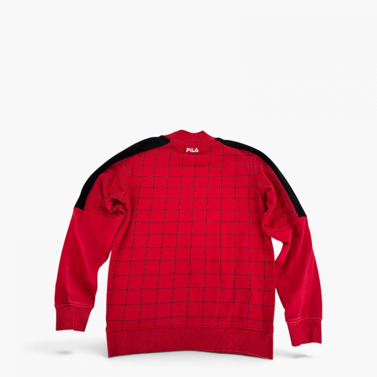 Fila Κόκκινο Sweatshirt με Μαύρο Grid Pattern – Μέγεθος S / Pre-Owned