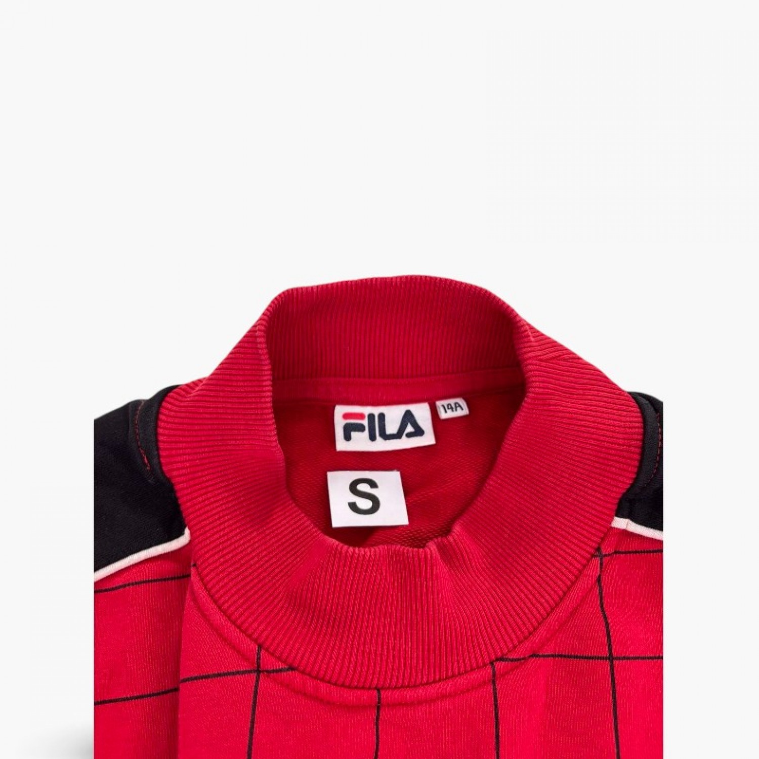 Fila Κόκκινο Sweatshirt με Μαύρο Grid Pattern – Μέγεθος S / Pre-Owned