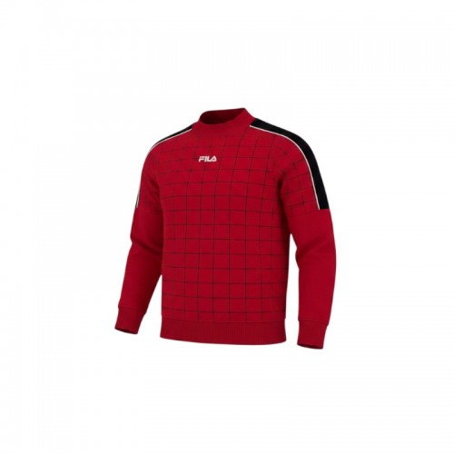 Fila Κόκκινο Sweatshirt με Μαύρο Grid Pattern – Μέγεθος S / Pre-Owned