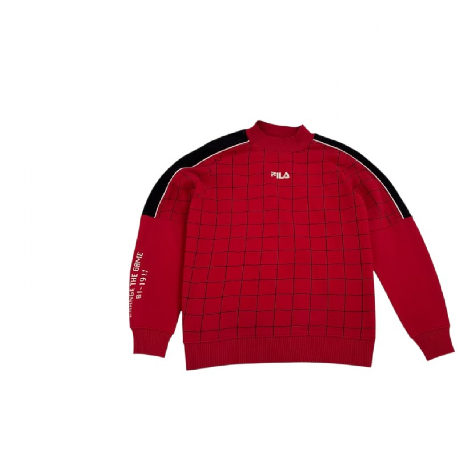 Fila Κόκκινο Sweatshirt με Μαύρο Grid Pattern – Μέγεθος S / Pre-Owned